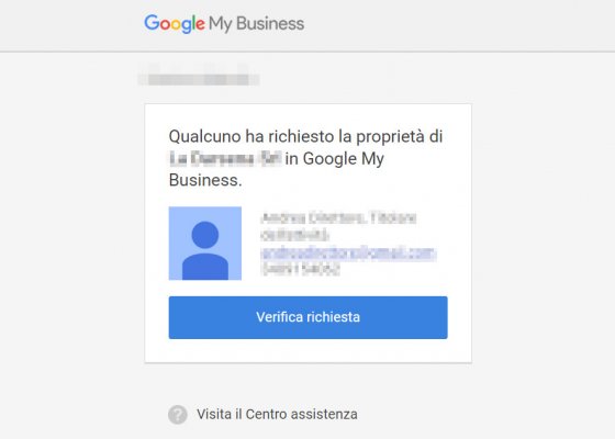 Richiesta di accesso a Google My Business